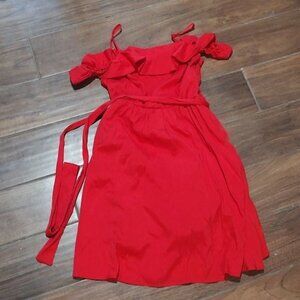 Davi & Dani S hot pink off shoulder dress